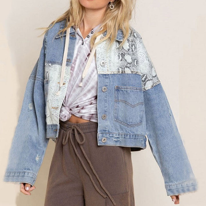 Drune | Jeansjacke mit Leopardenmuster Cool und Trendy Einzigartiges Design