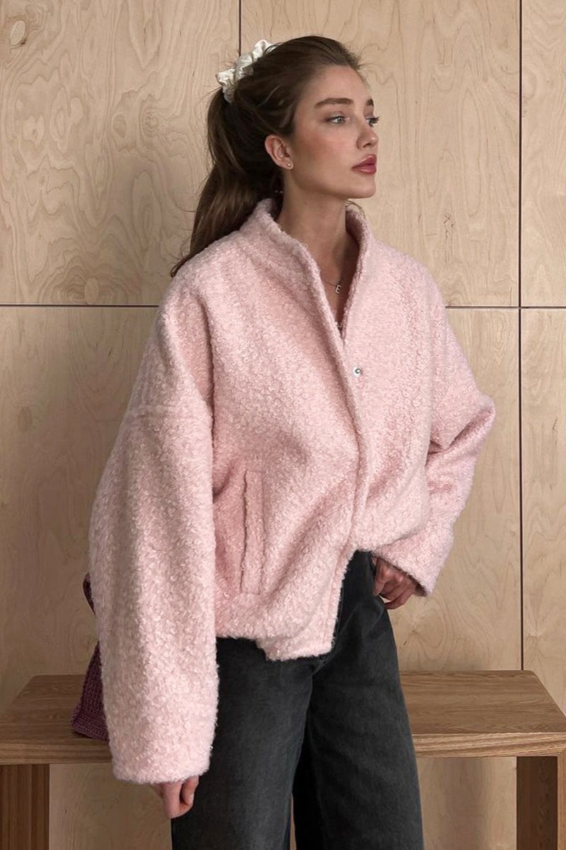 Drune | Pink Faux Fur Kurze Jacke