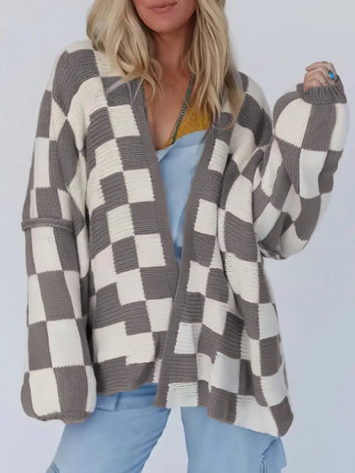 Drune | Karierter Strickcardigan