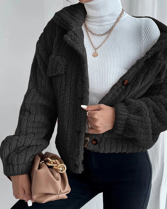 Drune | Klassische Herbst Dicke Jacke mit Revers und Knopf für Frauen