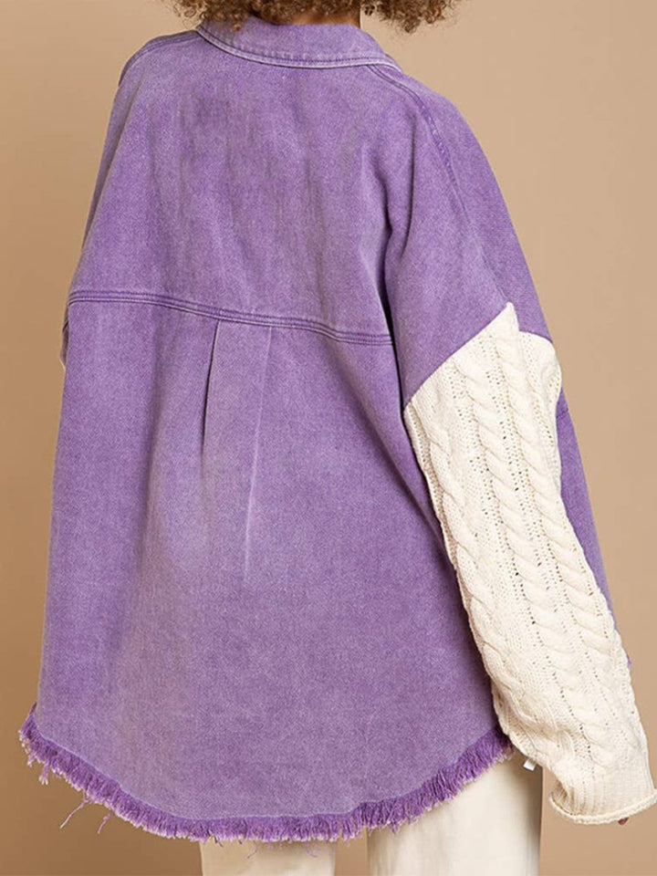 Drune | Kabelstrick Raw Hem Denim Jacke