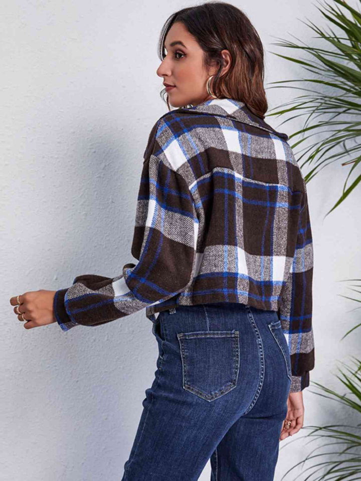 Drune | Karierter Knopf-Front-Jacke mit Taschen