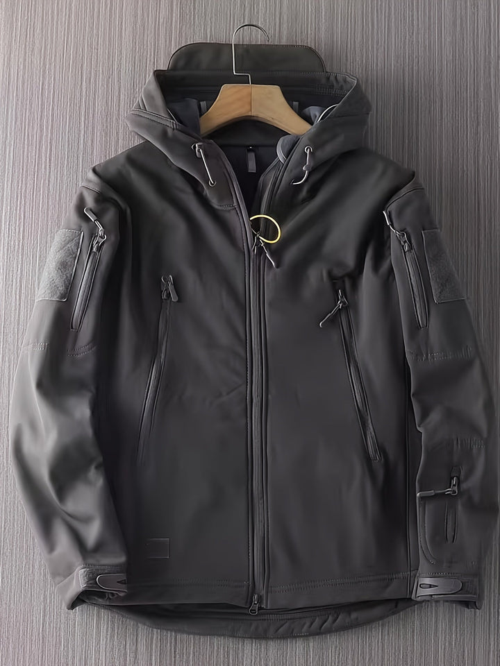 Drune | Softshell Jacke - Winddichte Tactical Outdoor Jacke mit Kapuze & Reißverschlusstaschen