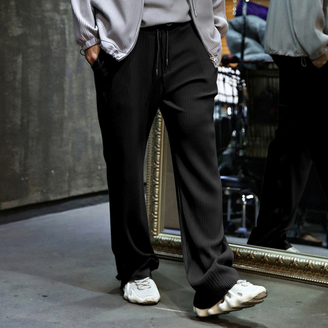 Drune | Dropping Gestreifte Hose mit hoher Taille und weitem Bein