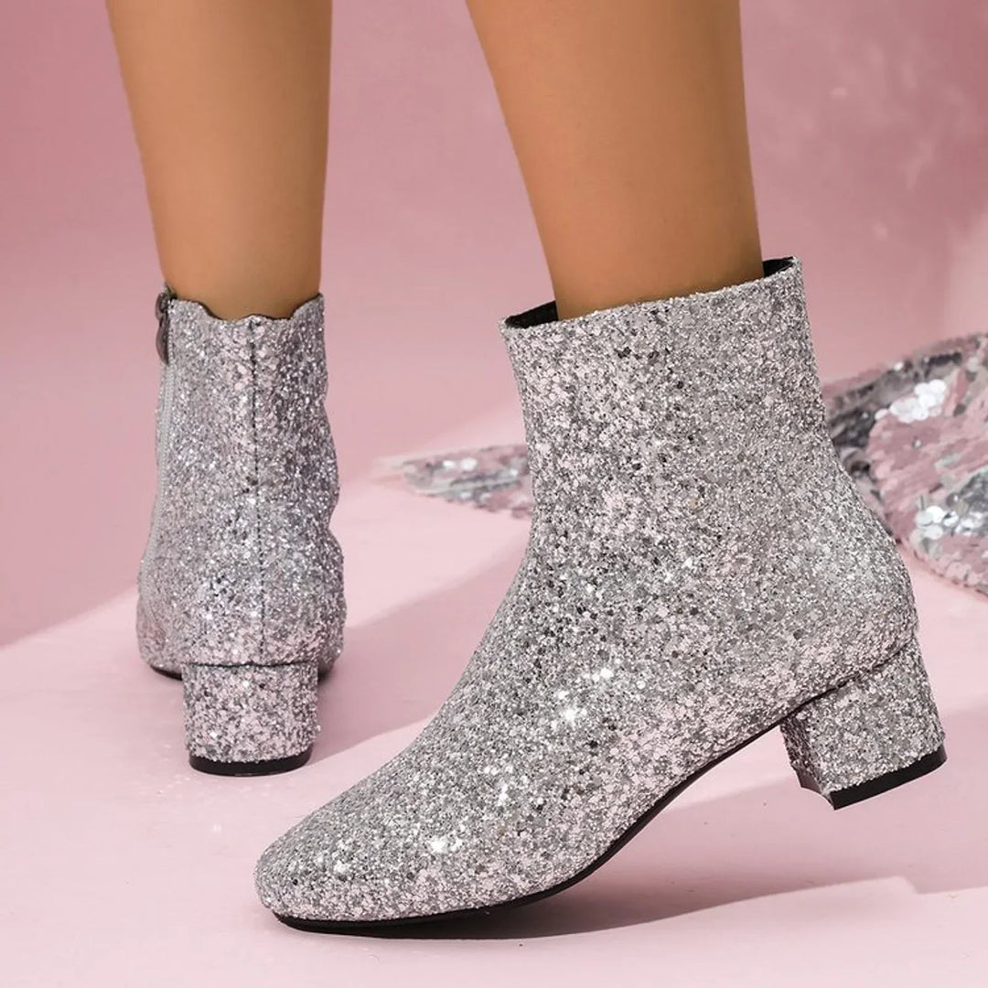 Drune | Modische Stiefelette mit Blockabsatz und Seitlichem Reißverschluss