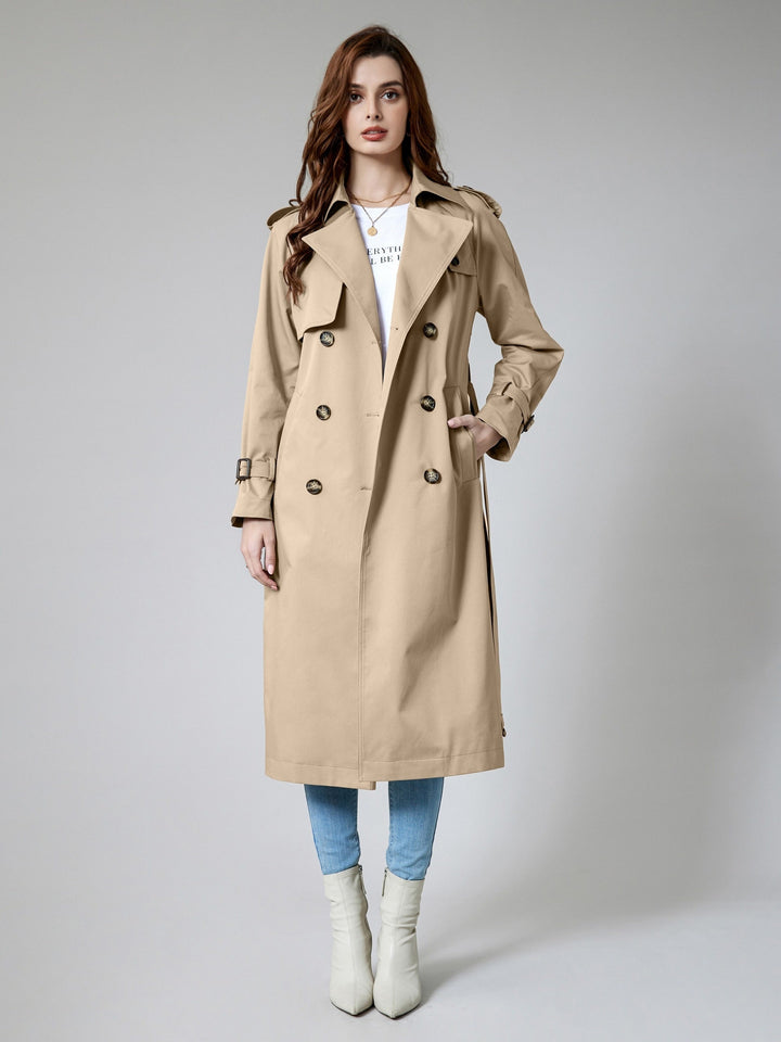 Drune | Trenchcoat aus einfarbig gewebtem Polyester mit Taschen für Damen - Ideal für jeden Anlass