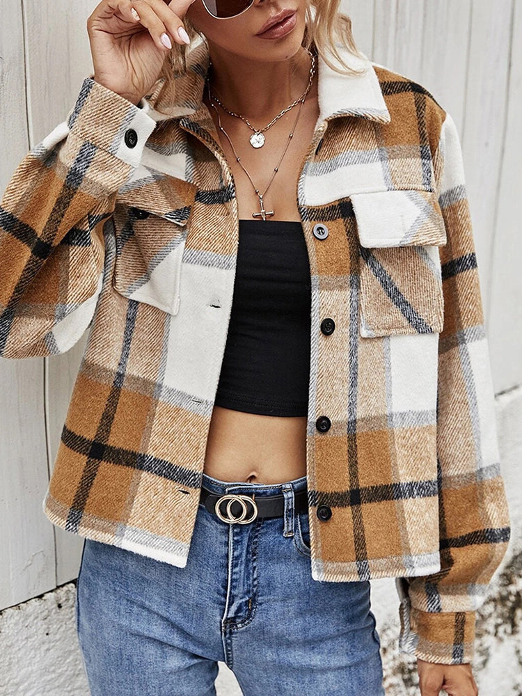 Drune | Karierter Kragenjacke mit Brusttaschen