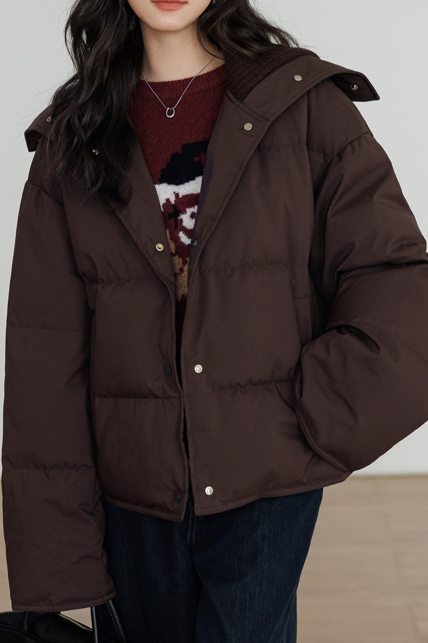 Drune | Kragen Weißer Entendaunen-Pufferjacke