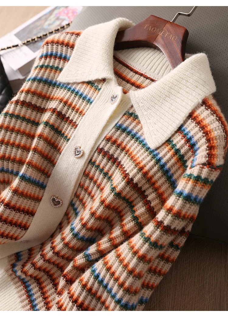 Drune | Gestreifte Strickjacke mit Kragen