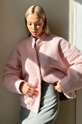 Drune | Pink Faux Fur Kurze Jacke