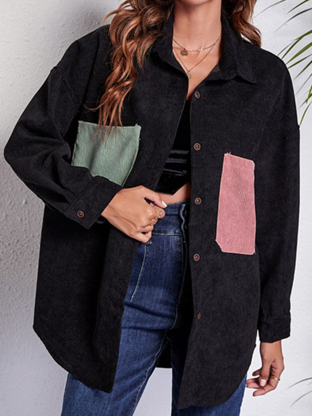 Drune | Patch Pocket Fallen Schulter Hemd Jacke