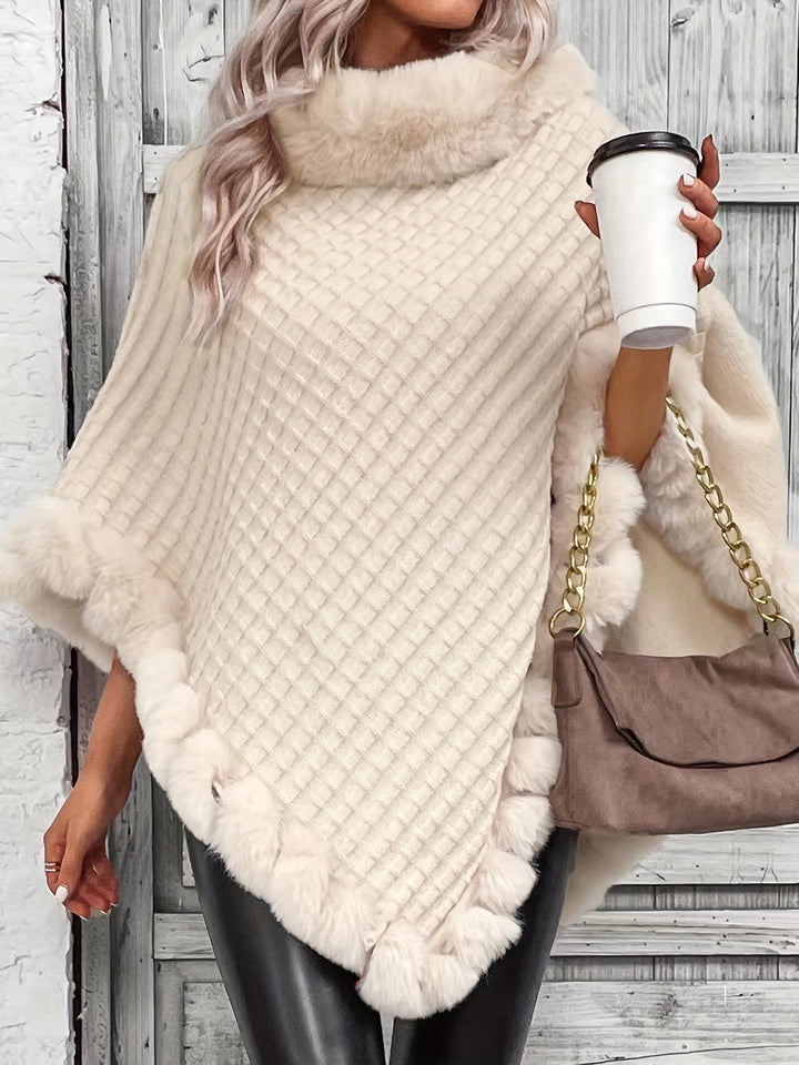 Drune | Poncho mit Pelzdetails Acrylmix Elegante Struktur