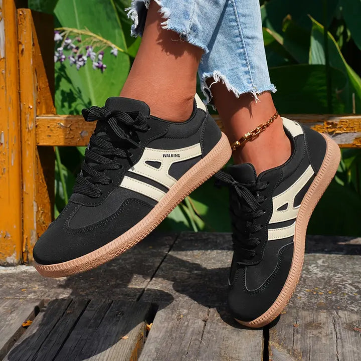 Drune | Damen Lässige Turnschuhe Mit Niedrigem Absatz, Schnürung Mode Schuhe