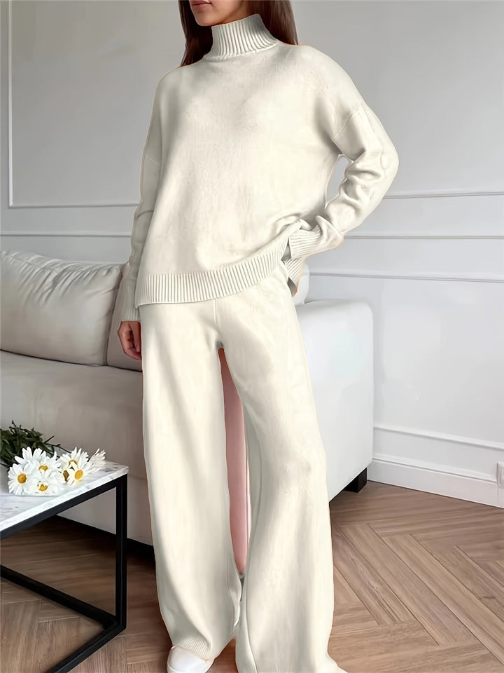 Drune | Einfarbiges Pullover Und Gestricktes Outfit Set Für Damen - Perfekt Für Freizeitkleidung