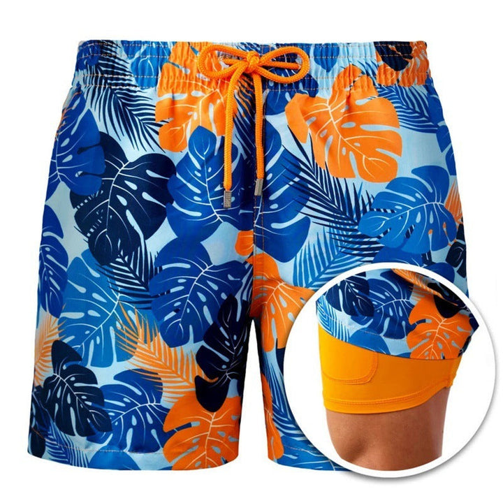 Drune | Bedruckte Herren Badeshorts Mit Doppelter Schicht Für Den Sommer