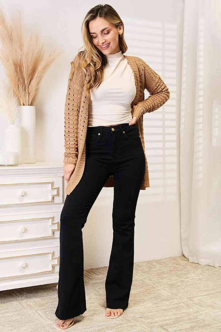 Drune | Horizontal gerippte Strickjacke mit offener Vorderseite
