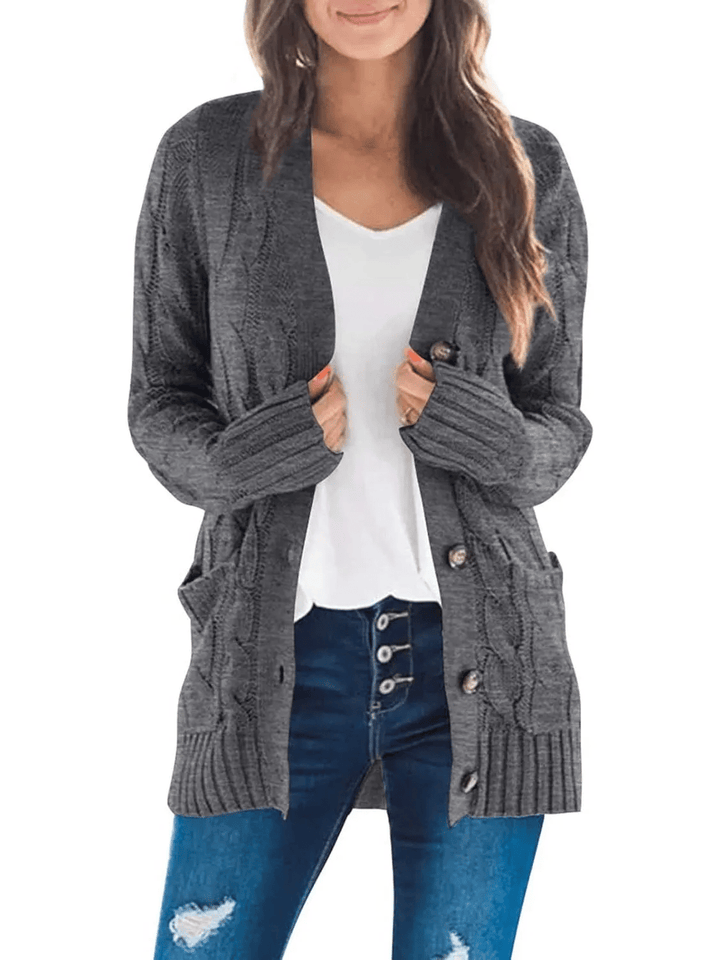 Drune | Offener Strickcardigan mit Zopfmuster