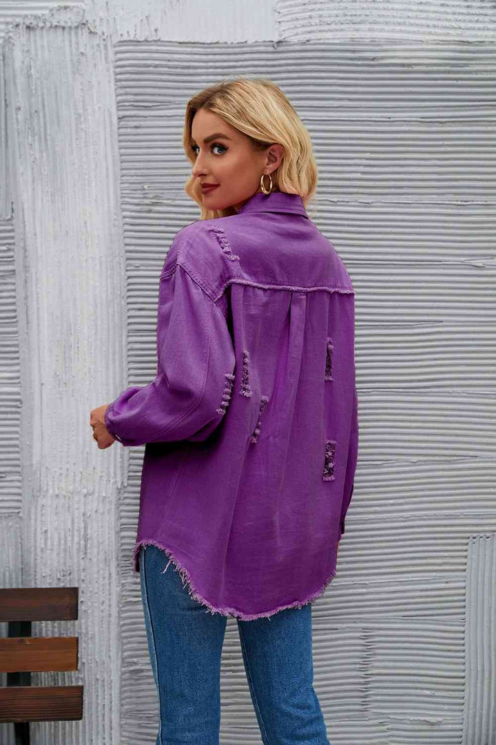 Drune | Zerrissene Rohsaum-Denimjacke