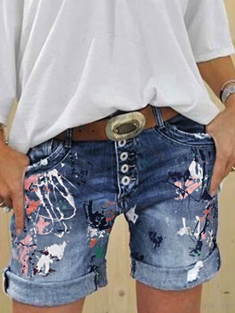 Drune | Multi Knopf-Druck Denimshorts