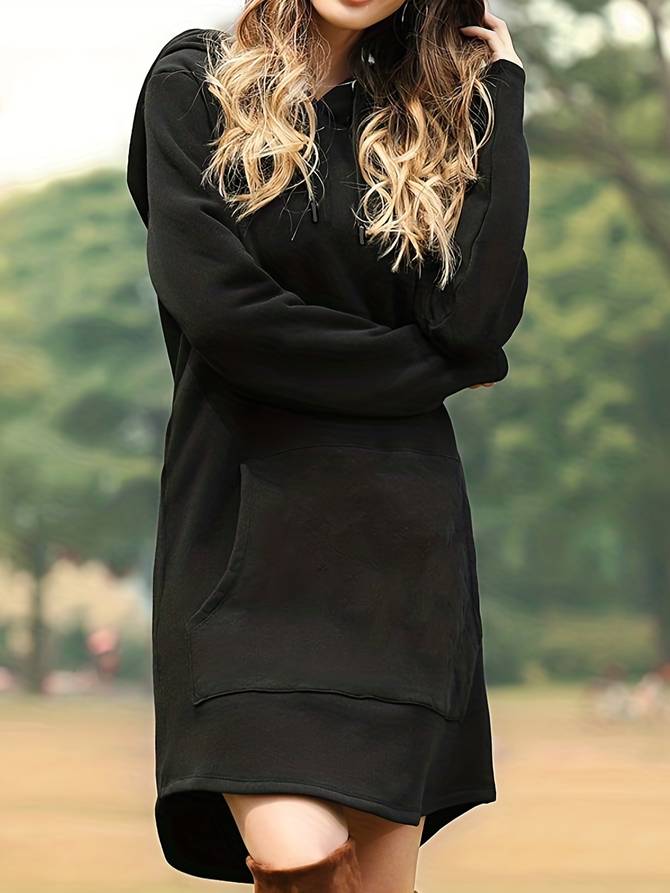 Drune | Kapuzenpullover Kleid mit Kapuze und Kängurutasche
