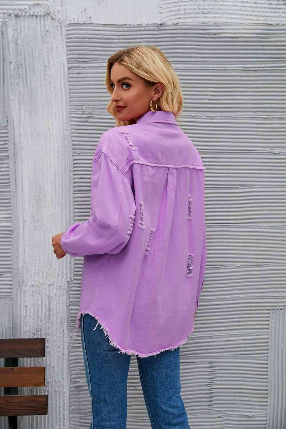 Drune | Zerrissene Rohsaum-Denimjacke