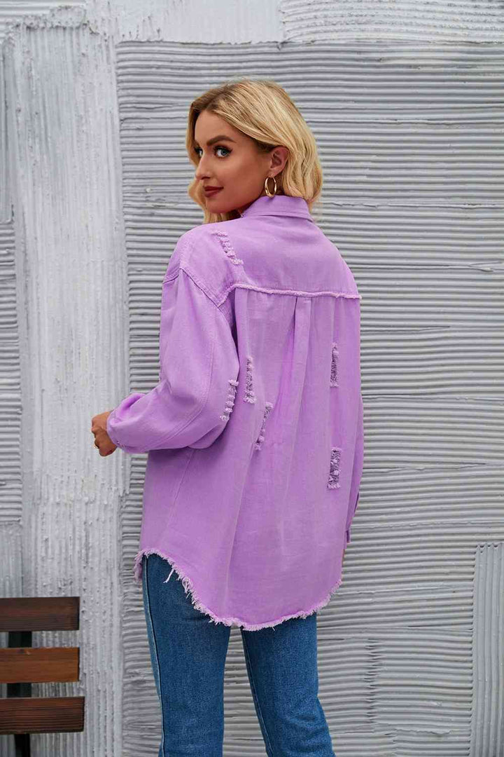 Drune | Zerrissene Rohsaum-Denimjacke