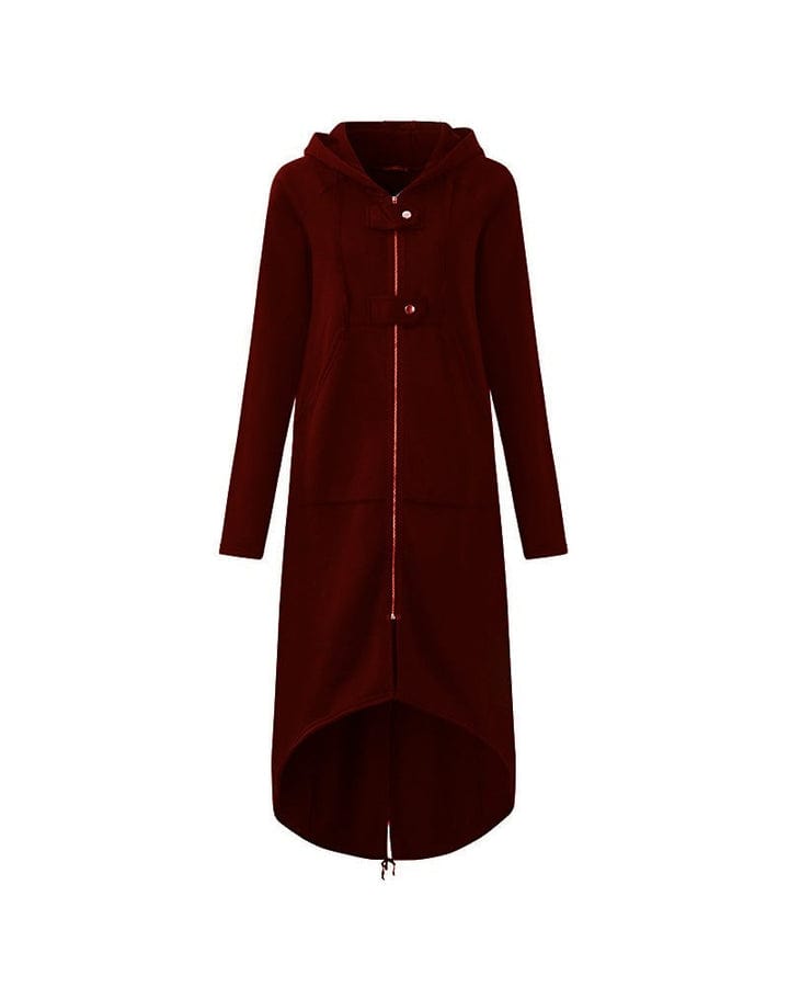 Drune | Lange Jacke mit Reißverschluss und Knöpfen für Damen