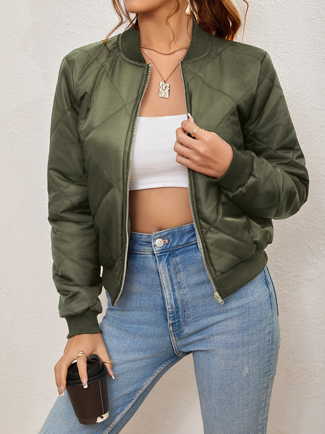 Drune | Argyle-Muster Bomberjacke für Frauen
