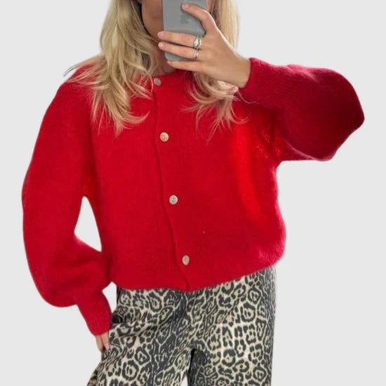 Drune | Damen Cashmere Cardigan mit Rundhalsausschnitt und Knopfverschluss