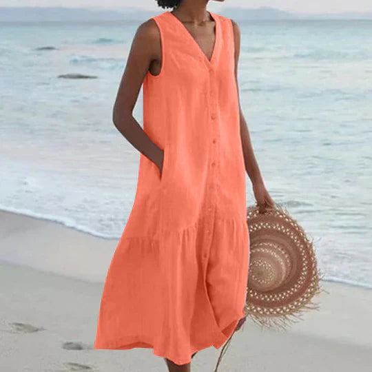 Drune | Sanftes Pink Leinenkleid