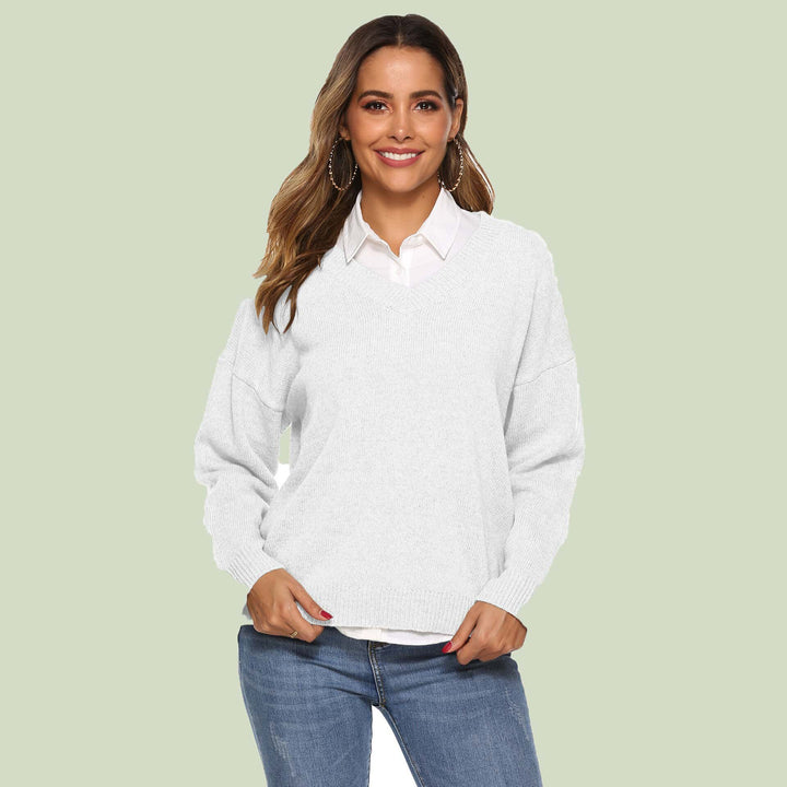 Drune | Strickpullover V-Ausschnitt Relaxed Fit Lange Ärmel Weich Und Bequem