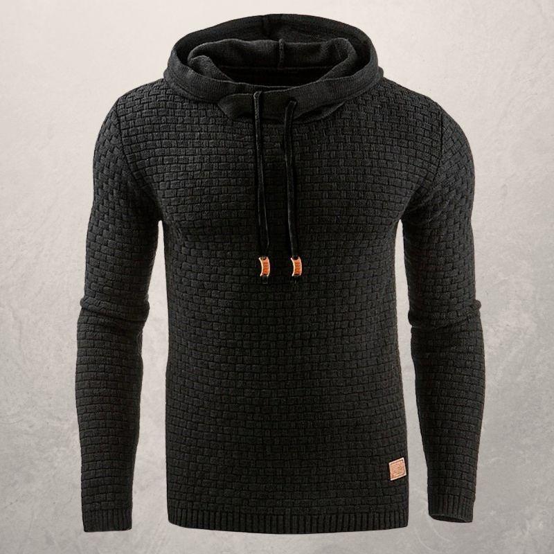 Drune | Slim Fit Kapuzenpullover Korbmuster Strick Kapuzenpullover