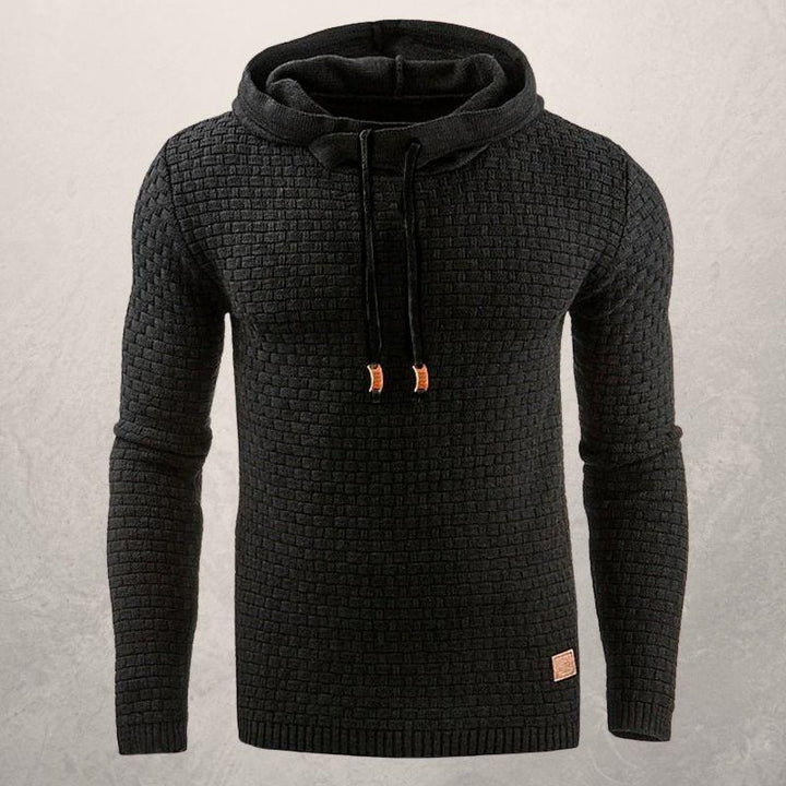 Drune | Slim Fit Kapuzenpullover Korbmuster Strick Kapuzenpullover