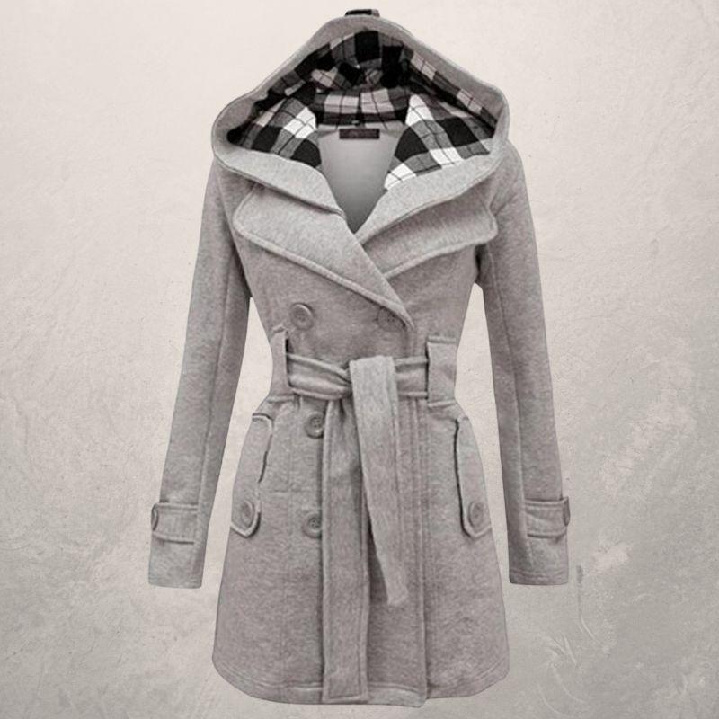 Drune | Trenchcoat Doppelreiher Kapuze Taillengürtel Klassischer Schnitt