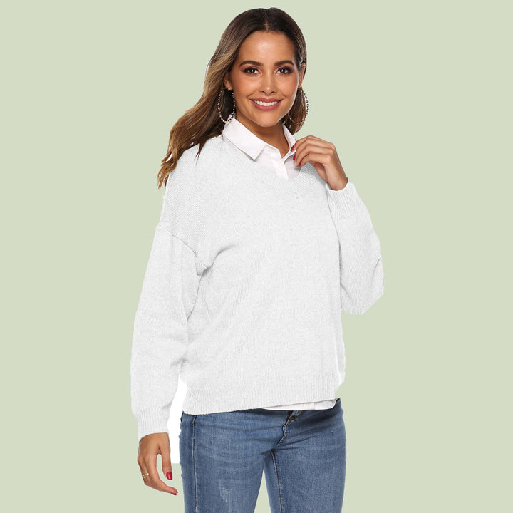 Drune | Strickpullover - V-Ausschnitt - Lockere Passform - Lange Ärmel - Weich und Bequem