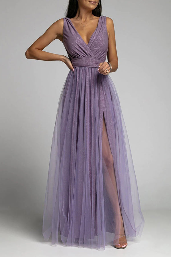 Drune | It'S My Day Light Tulle Schlitz Maxi Kleid