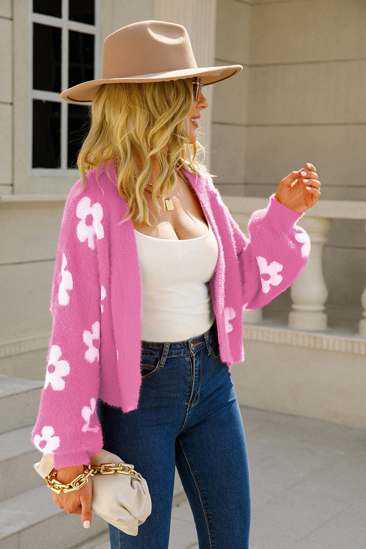 Drune | Gemütlicher Floral Fuzzy Cardigan