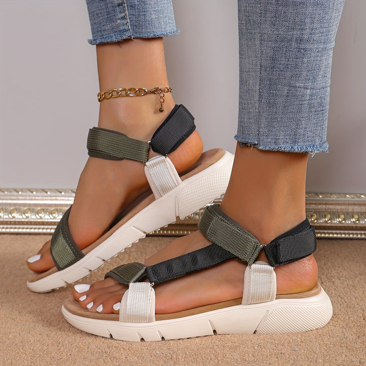 Drune | Damen Sandalen: Farbblock, Rutschfest, Elegant, Leicht, Outdoor, Sommer