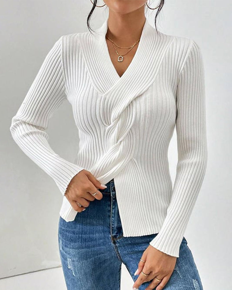 Drune | Twist-Front Ripp-Strickpullover