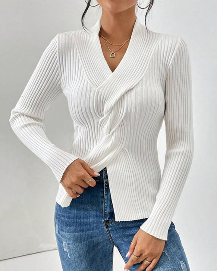 Drune | Twist-Front Ripp-Strickpullover