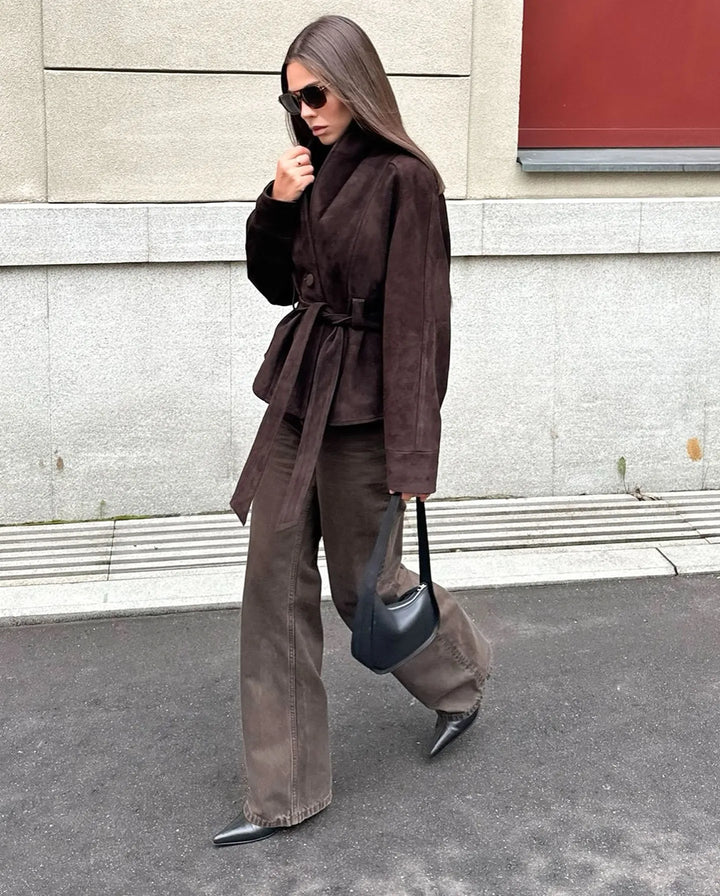 Drune | Retro Wildlederjacke mit langen Ärmeln