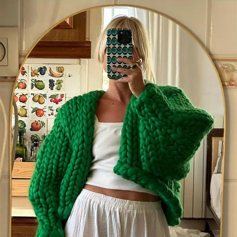 Drune | Cozy knitted cardigan in a solid color, casual