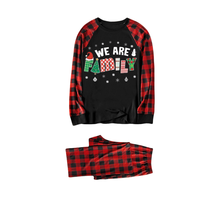 Drune | "Wir sind Familie" Print Schwarz & Rot Karo Weihnachten Passende Pyjamas
