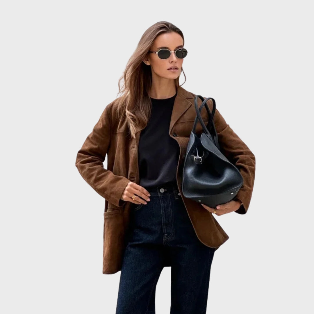 Drune | Elegante und warme Jacke mit braunem Wildlederrevers