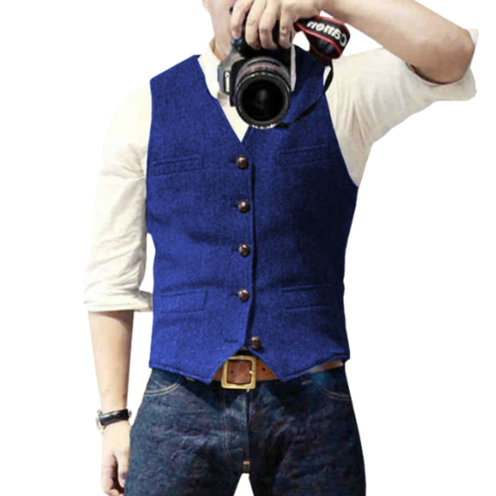 Drune | Stilvolle Herren Weste Im Denim Look