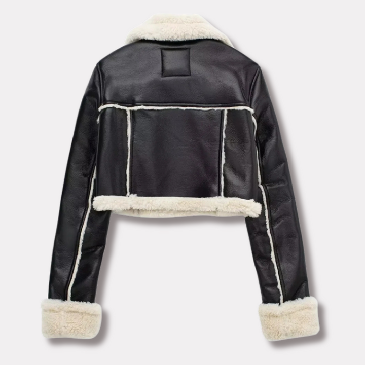 Drune | Short leather jacket with teddy lining