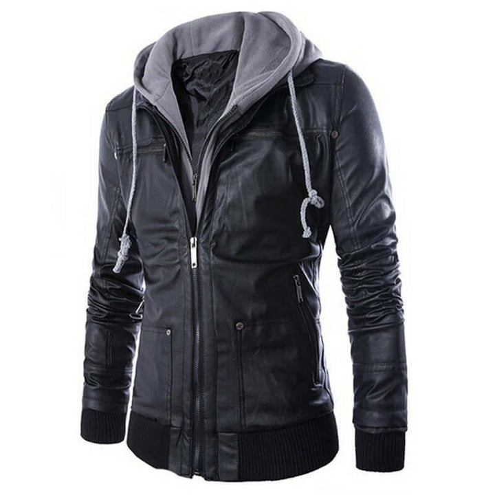 Drune | Herren vielseitige Kunstlederjacke mit Kapuze