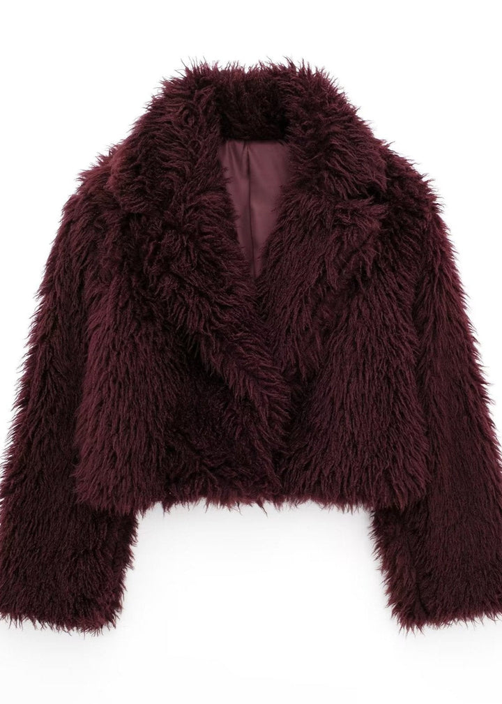 Drune | Kunstpelz Winterjacke in Burgunder