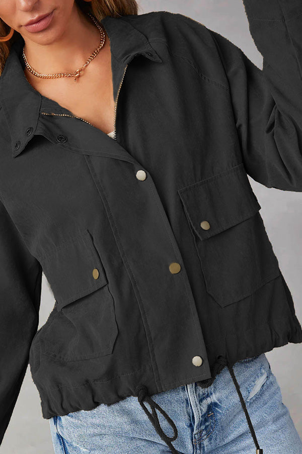 Drune | kariert Revers Mehrknopf-Zwei-Taschen-Midi-Jacke