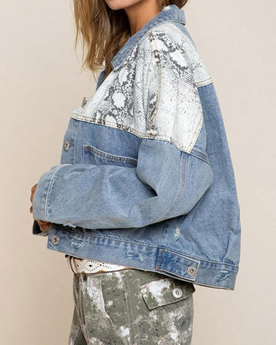 Drune | Jeansjacke mit Leopardenmuster Cool und Trendy Einzigartiges Design
